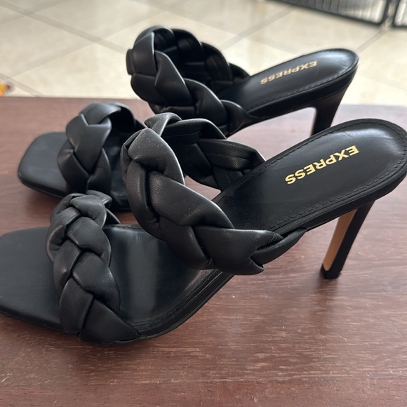 Express Black Braided Heels - Picture 2 of 4